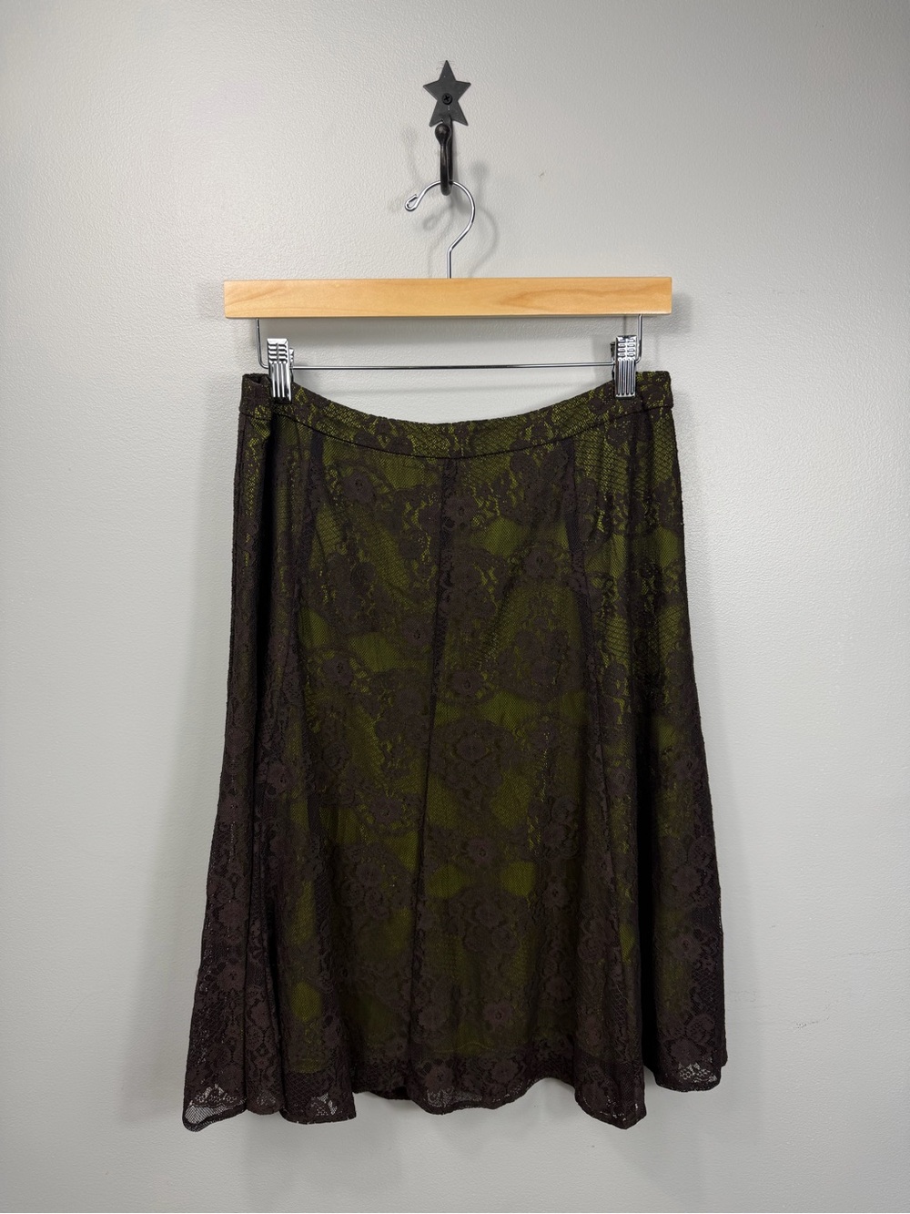 Sunny Leigh Olive Green Lace A-Line Skirt